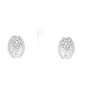 Lightweight product Sterling Silver Micropave CZ Oval Earrings