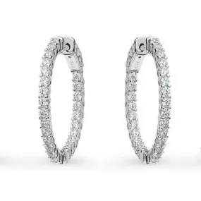 Sterling Silver Oval Shaped CZ Hoop Earrings Beautiful Design
