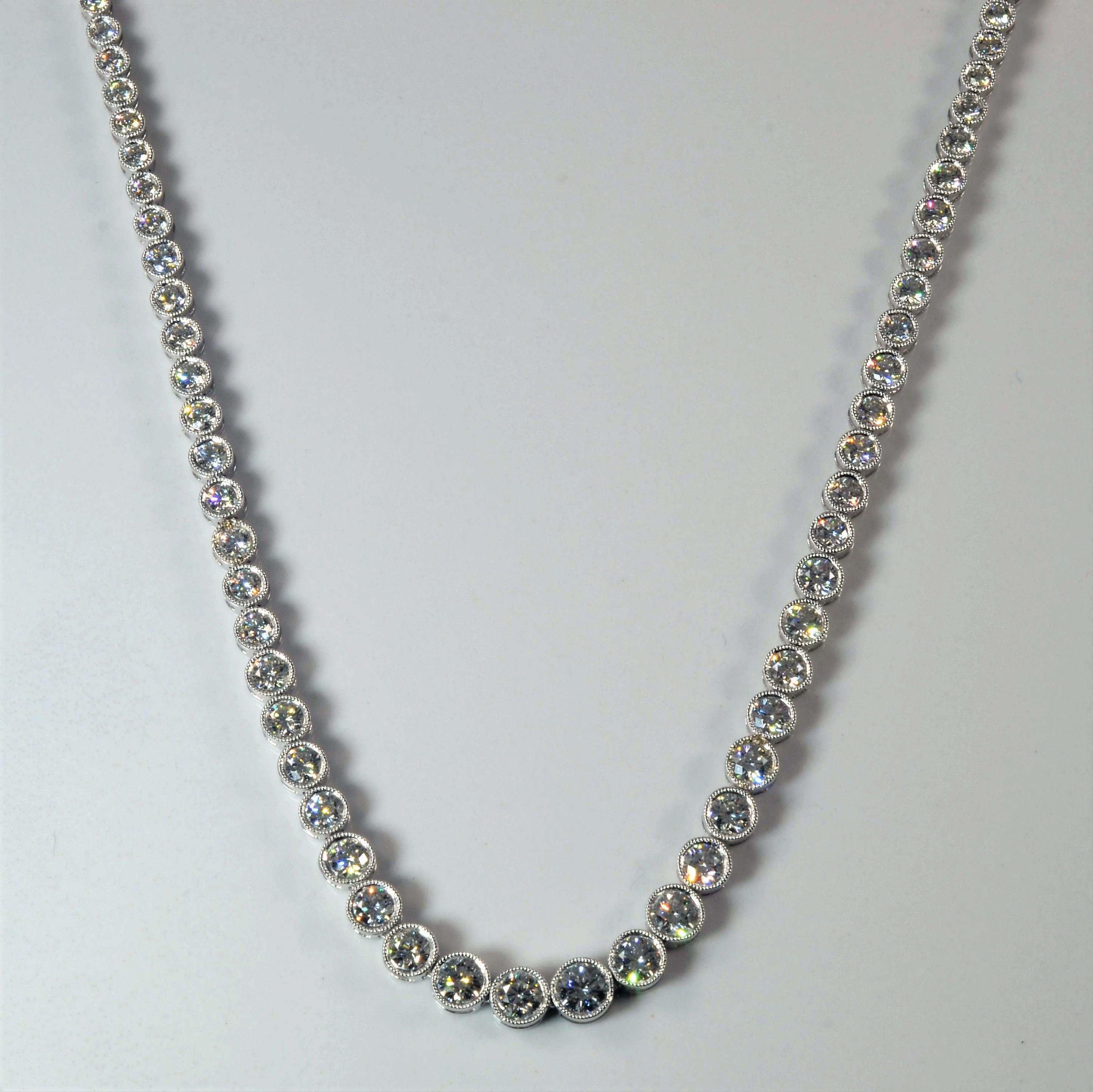 Bezel Set Graduated Diamond Necklace | 5.89ctw | 16" | Casual Combo Elegant Silhouette