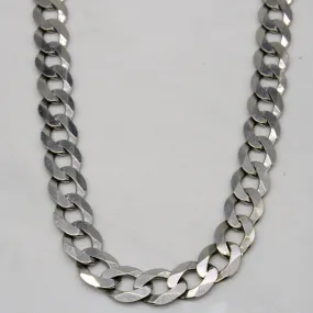 Gleaming Highlight 10k White Gold Curb Link Chain | 23" |