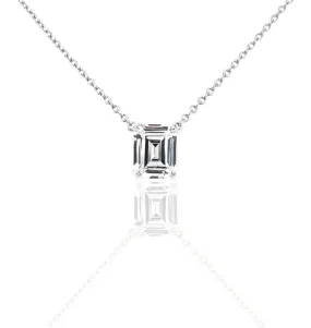 party accessory Sterling Silver Emerald Cut CZ Solitaire Necklace
