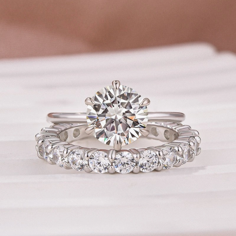 Solitaire 2.0 Ct Round Cut Moissanite Diamond Wedding Ring High Style