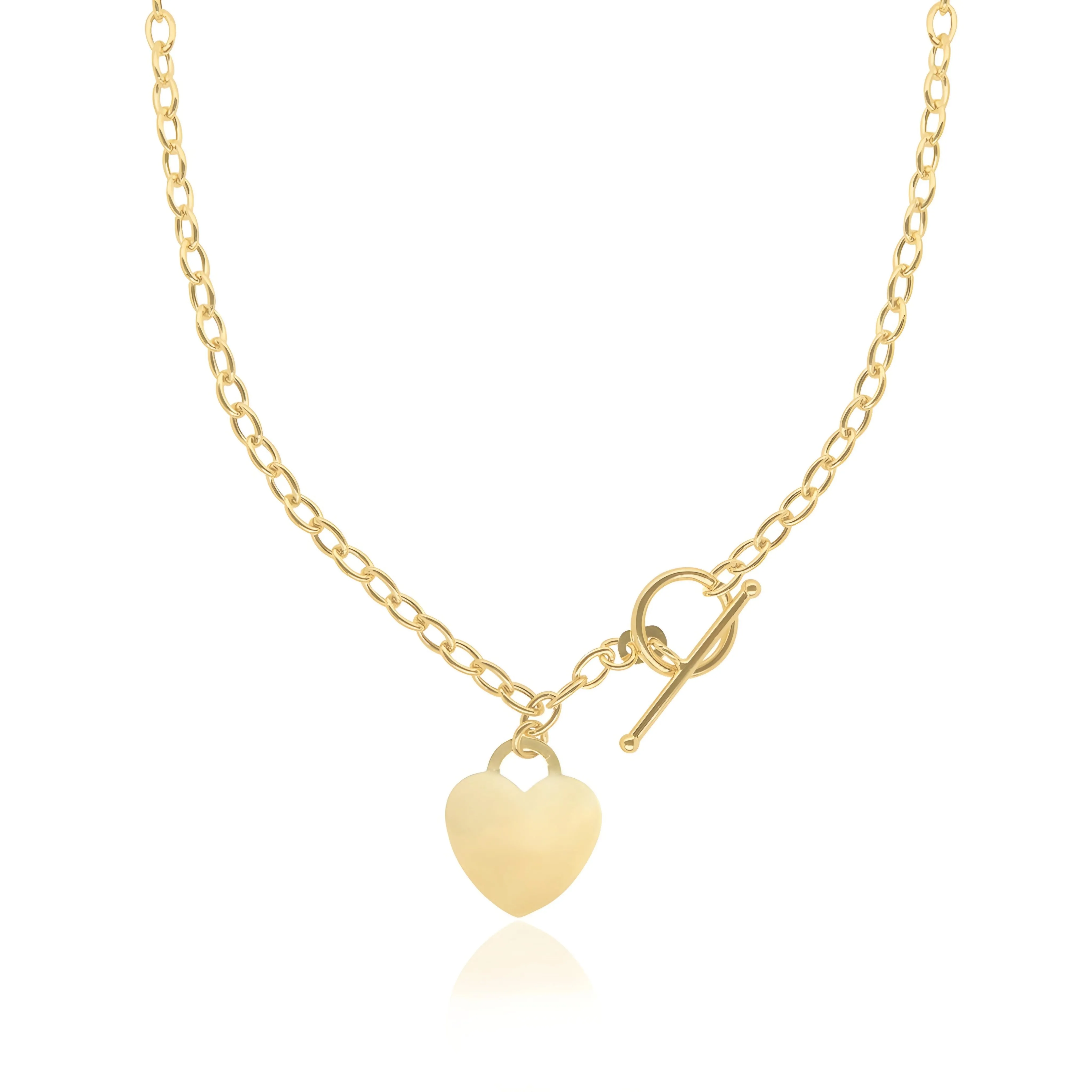 Teacher Present 14K Gold Hanging Heart Toggle Necklace