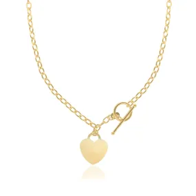 14K Gold Hanging Heart Toggle Necklace Everyday Essential Lightweight Jewelry