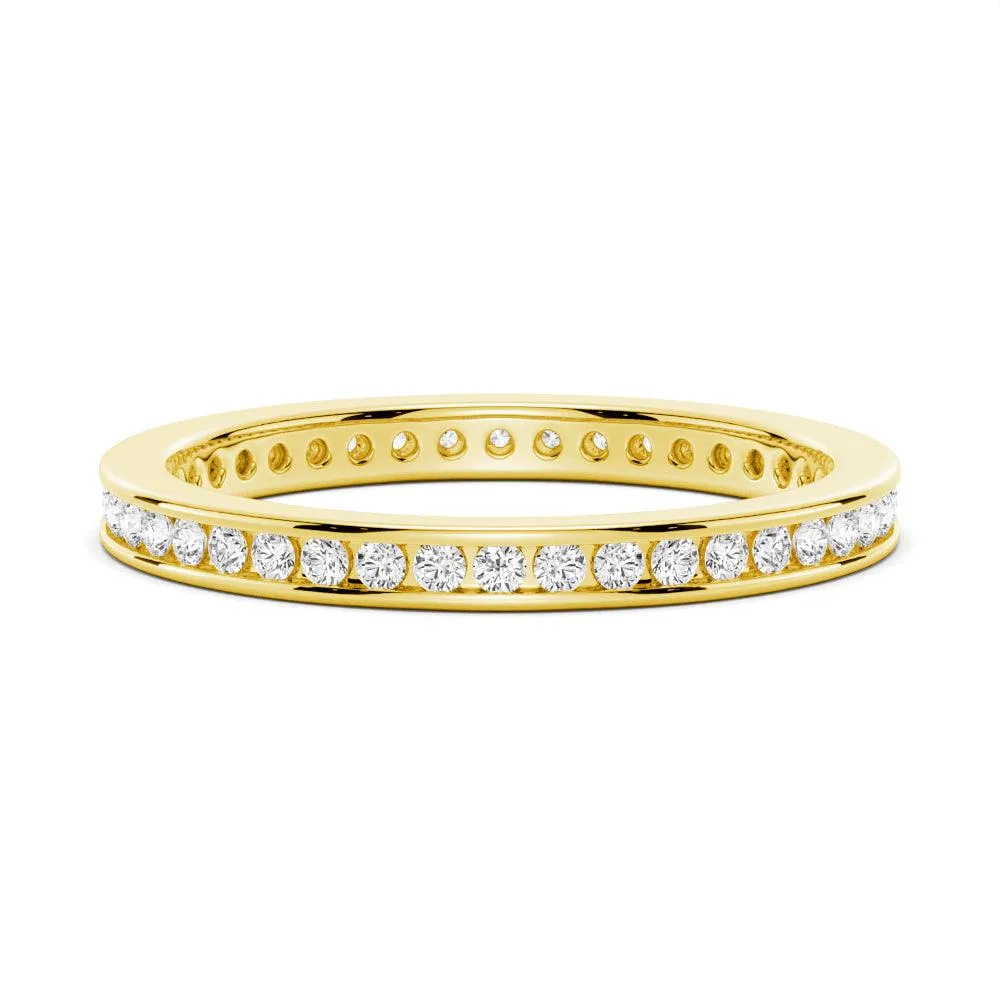 Classic Token Round Moissanite Channel Set Eternity Band