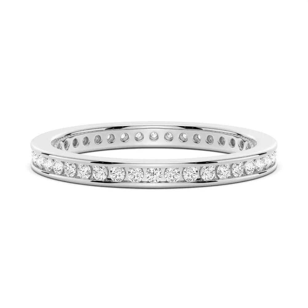 Round Moissanite Channel Set Eternity Band Contemporary Token