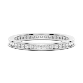 Secure look Round Moissanite Channel Set Eternity Band
