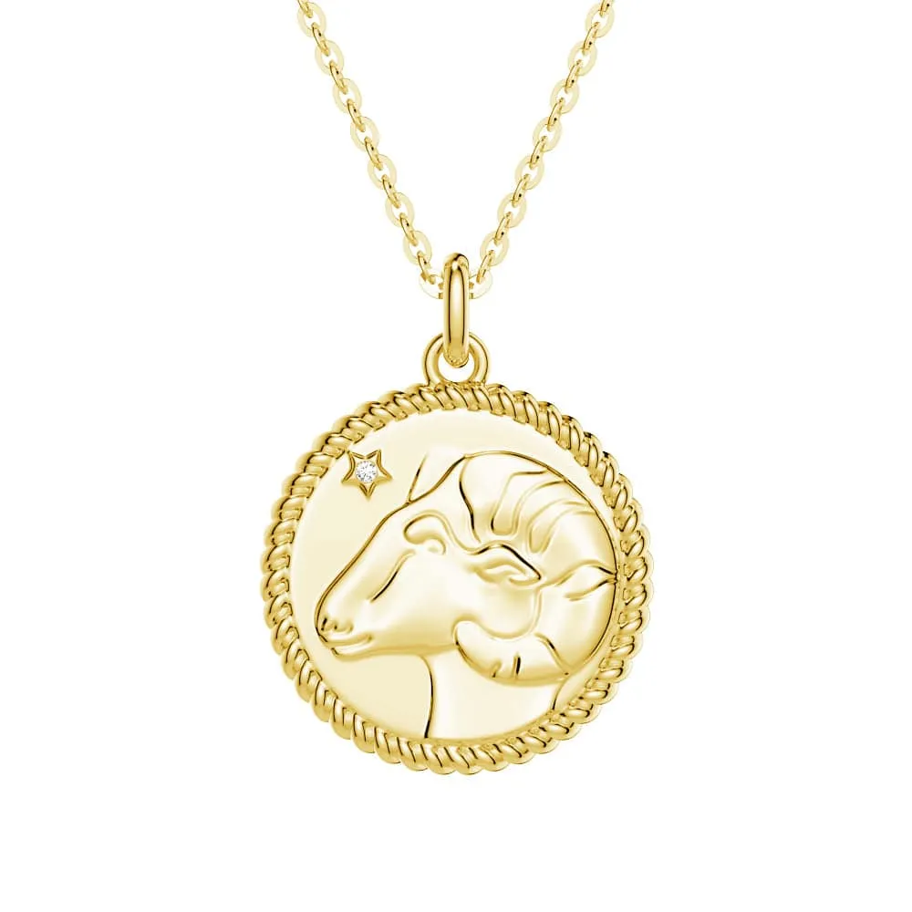 Bold Jewelry Shine Bright Reflection Aries Constellation Lab Grown Diamond Birthstone Pendant Necklace