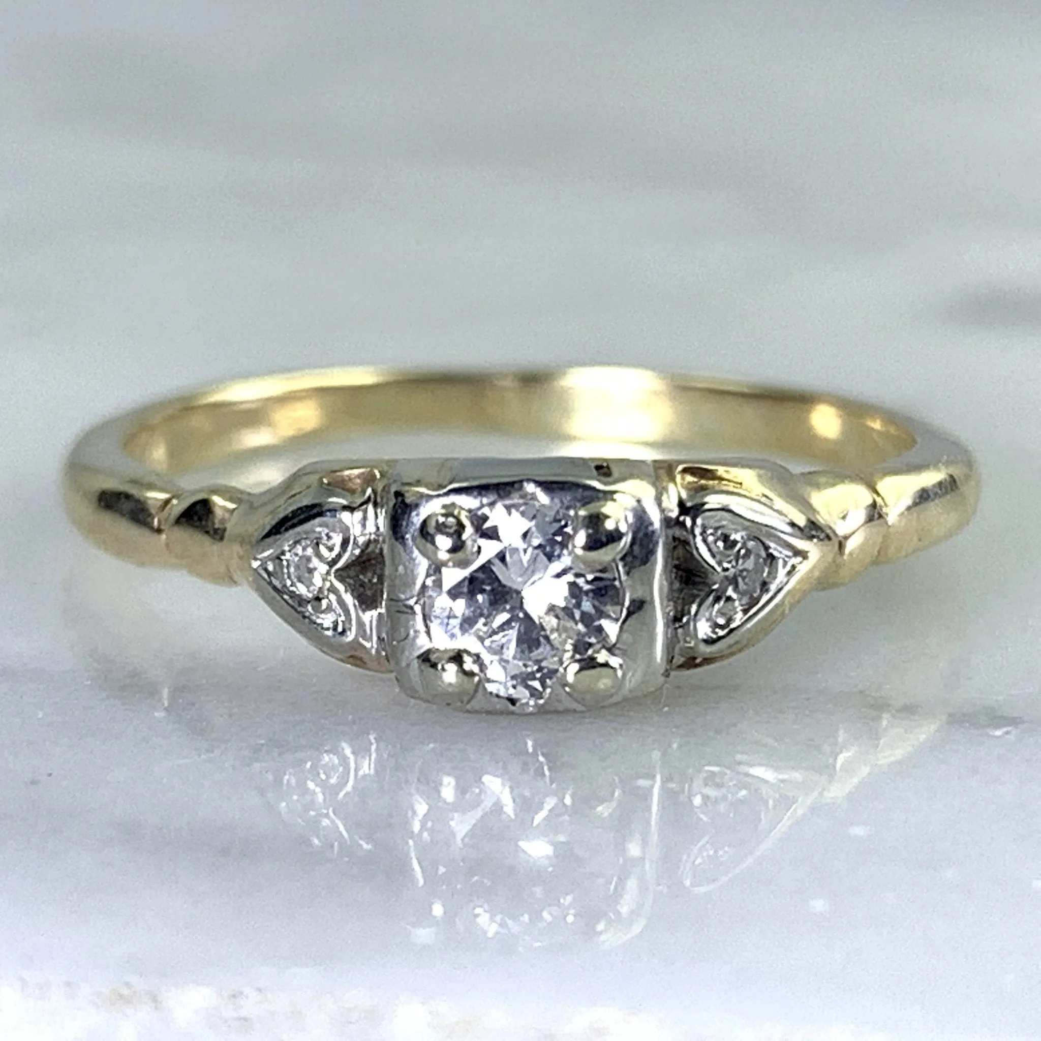Art Deco Diamond Engagement Ring in 14K Gold. Unique Engagement Ring. 1920s Proposal Ring Meaningful Expression