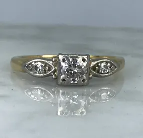 Art Deco Engagement Ring by Jabel. 14K Gold. April Birthstone. 10 Year Anniversary Gift. Antique. Artisan Shape