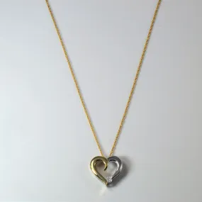 Diamond Two Tone Heart Necklace | 0.11ct | 16" | Sun-Kissed Look Minimal Design