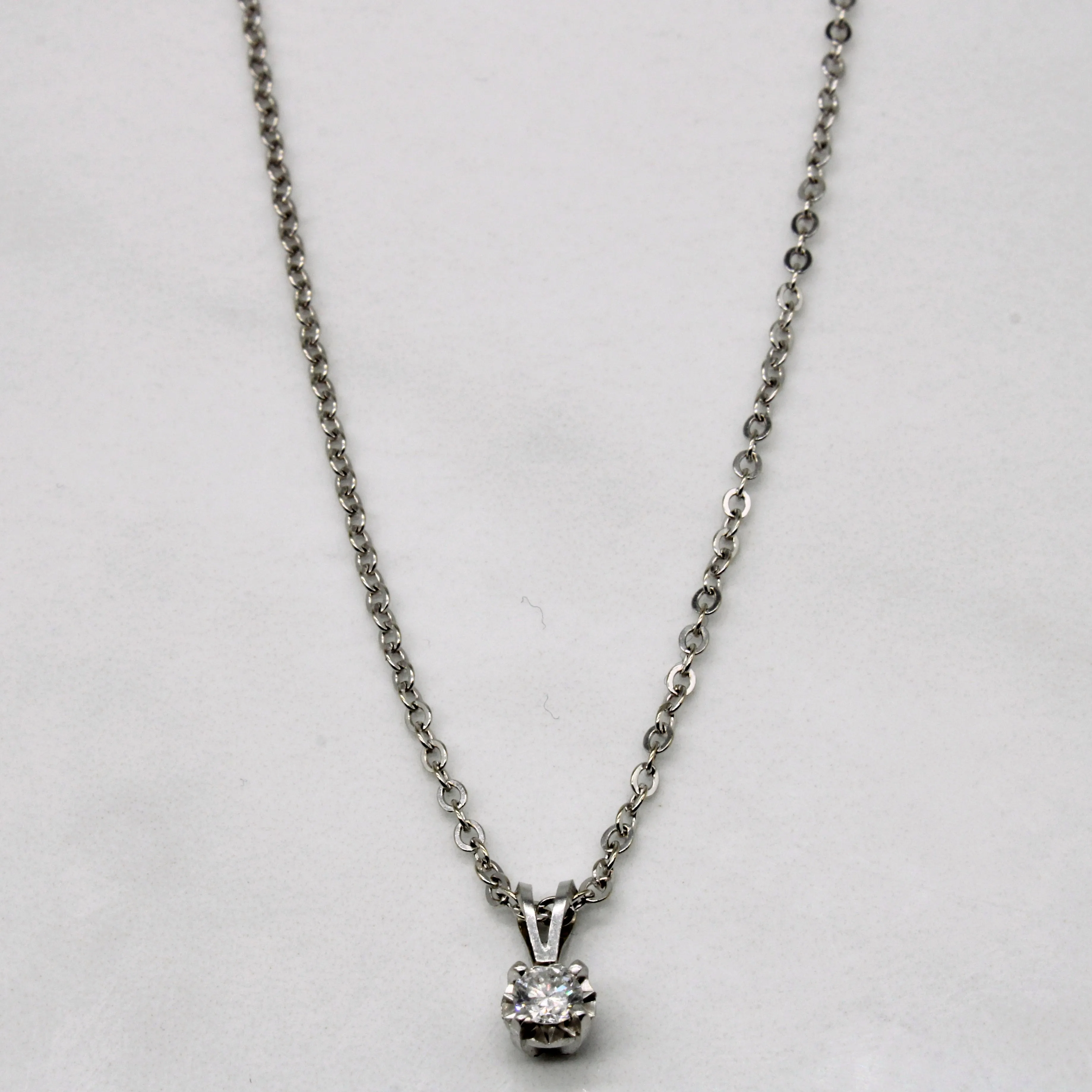 Trendy Sparkle Solitaire Diamond Pendant Necklace | 0.13ct | 16" |