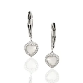 Surgical Steel with Sterling Silver Mother of Pearl Hearts Leverback Earrings Contemporary Creation