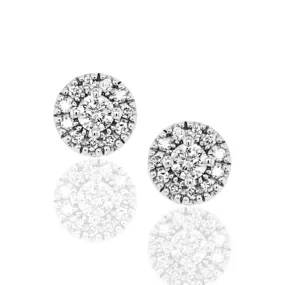 14K Gold And Diamond Circle Stud Earring Sparkling Option