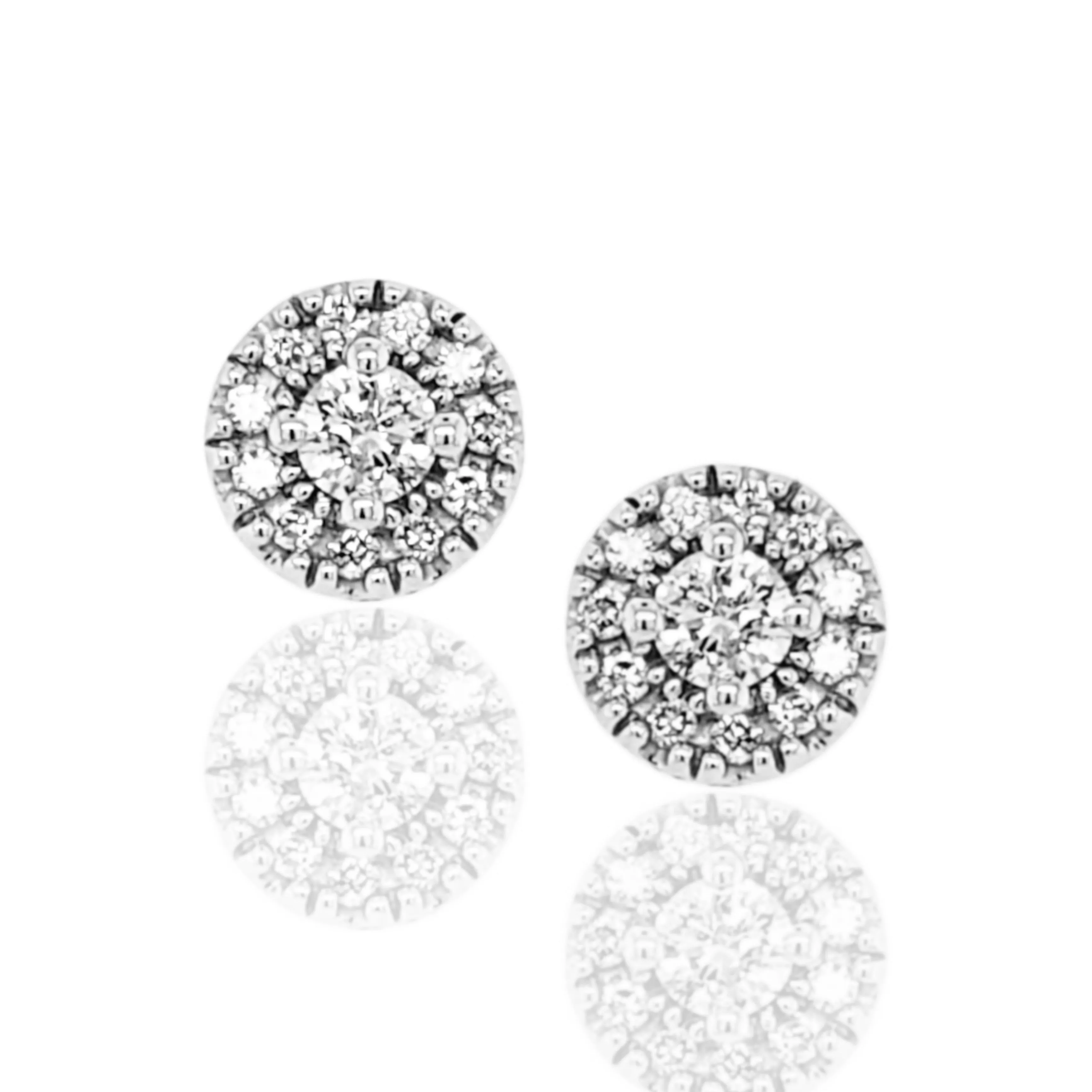 14K Gold And Diamond Circle Stud Earring Sparkling Option