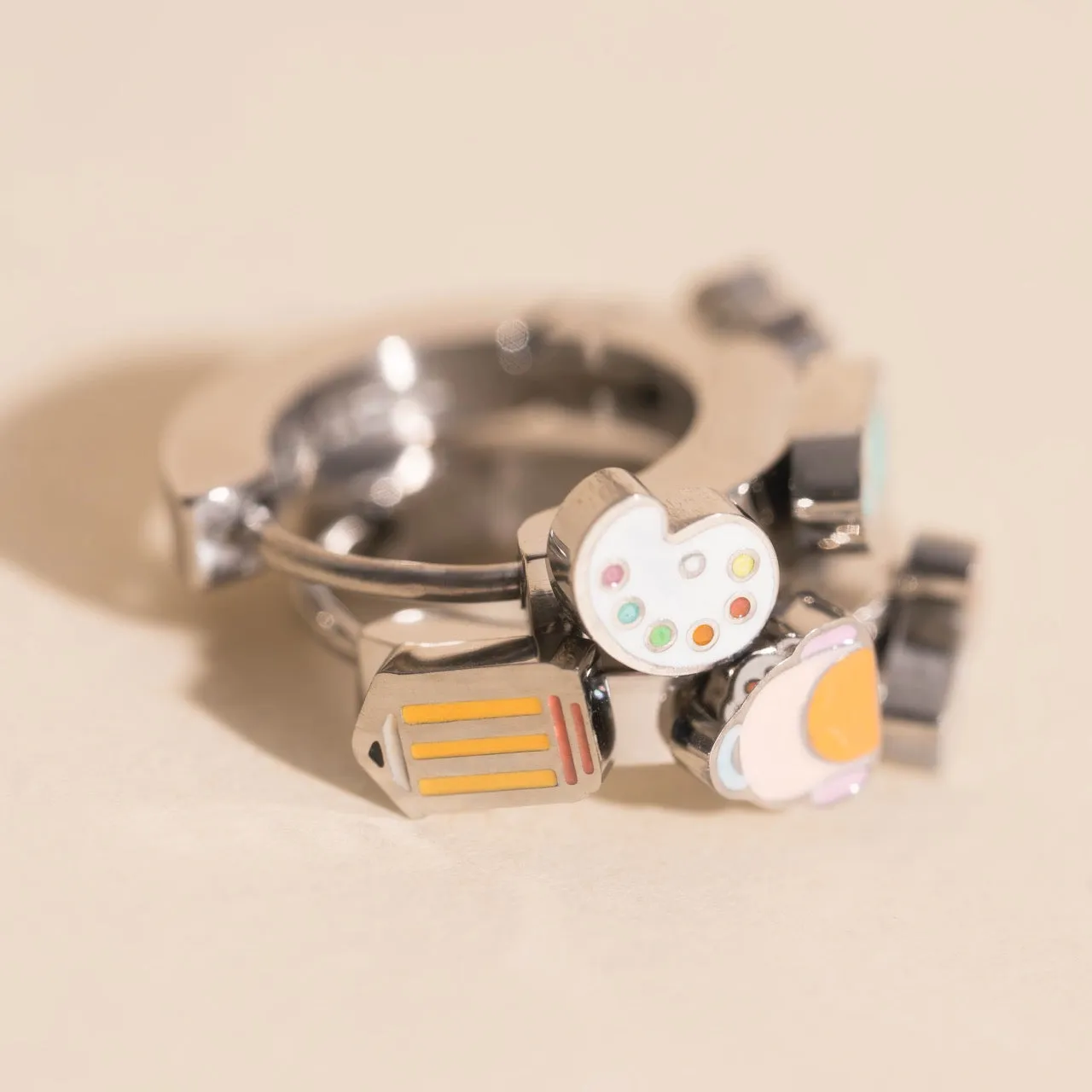 Oval Item Vacation Item Back to School 3D Huggie Hoop Earrings