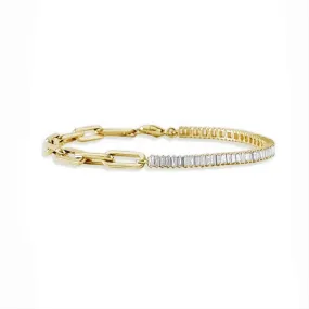 Baguette Cut Moissanite and Paperclip Chain Bracelet Luxe Mood Dazzling Touch