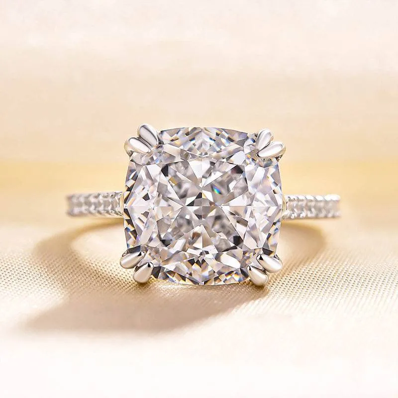 Soft Spark Luxe Glow Louily Stunning Cushion Cut Women's Engagement Ring In Sterling Silver