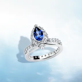 Winter Party "ENDLESS BLUE" Luxe Crown Pear Shaped Sapphire Ring