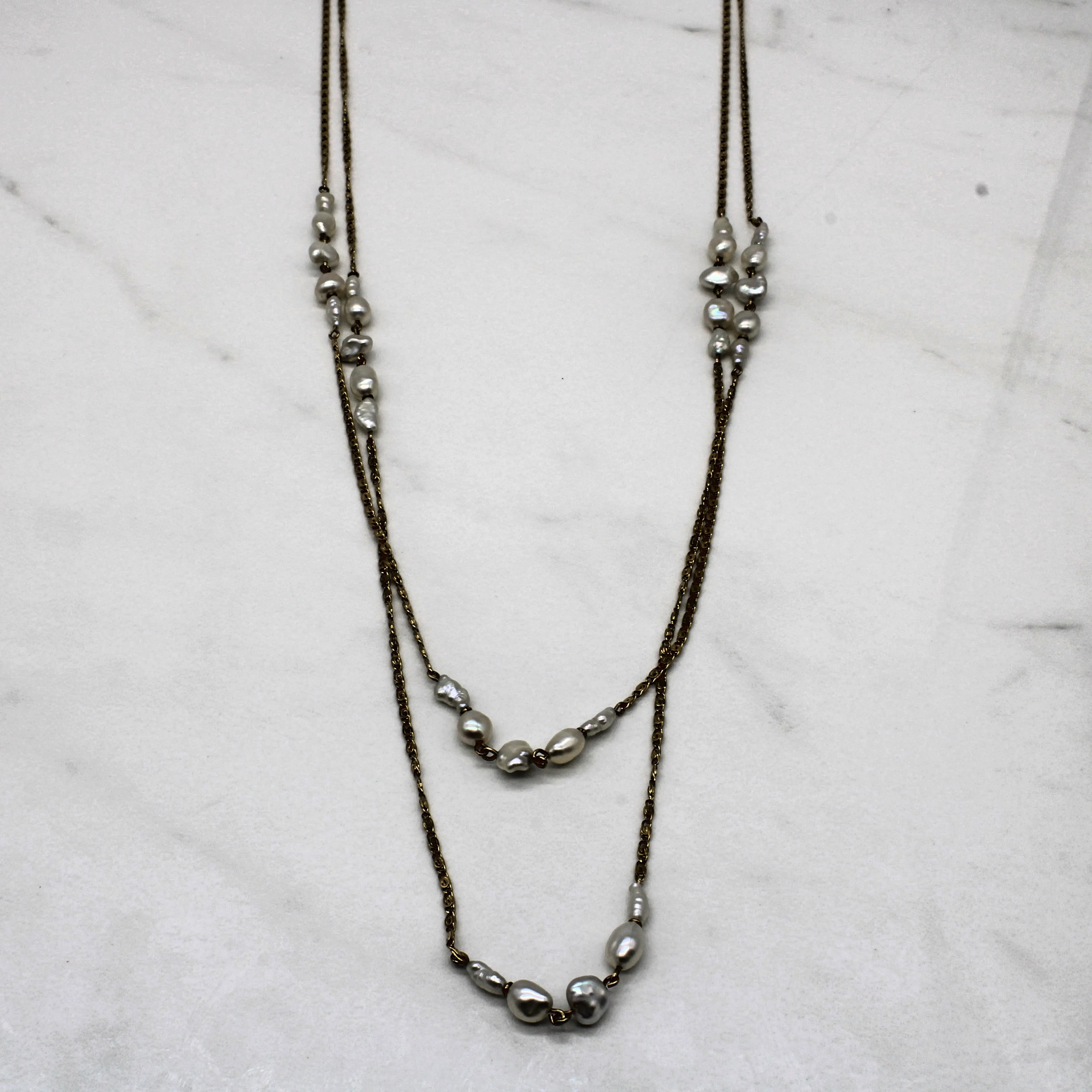 Gleaming Form Baroque Pearl Cluster Tiered Necklace | 32" |