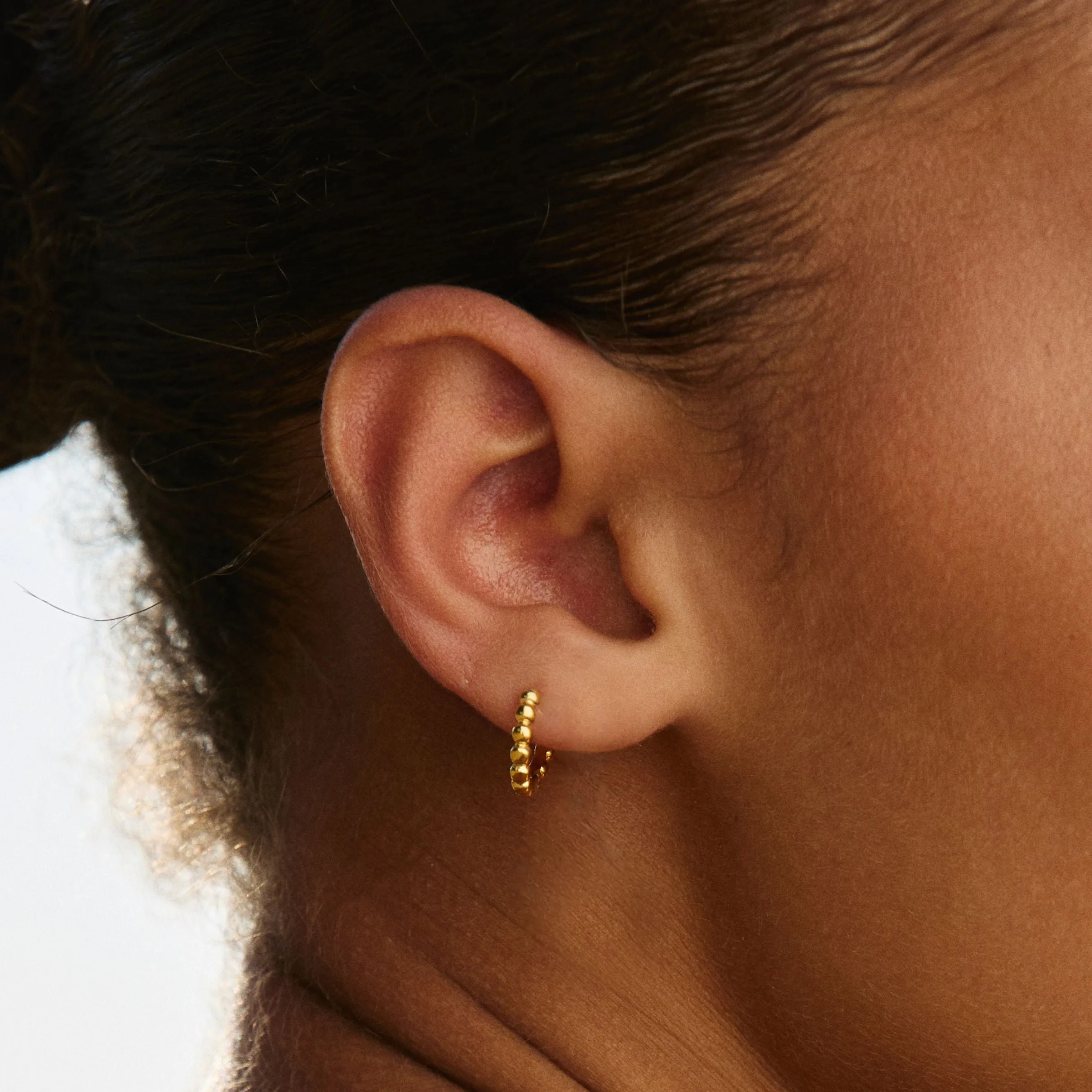 Sophisticated Detail Beaded Hoops Earrings