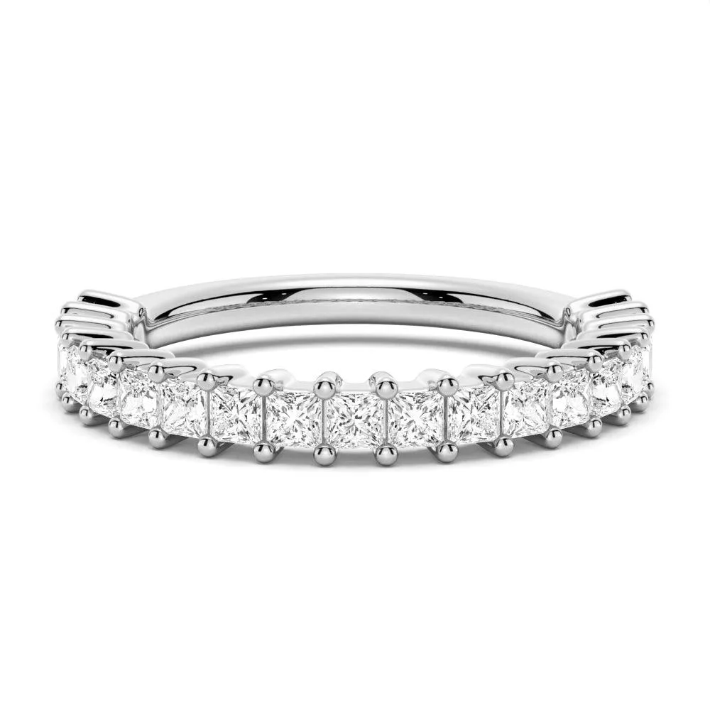 Princess Cut Moissanite Half Eternity Band Modern Simplicity
