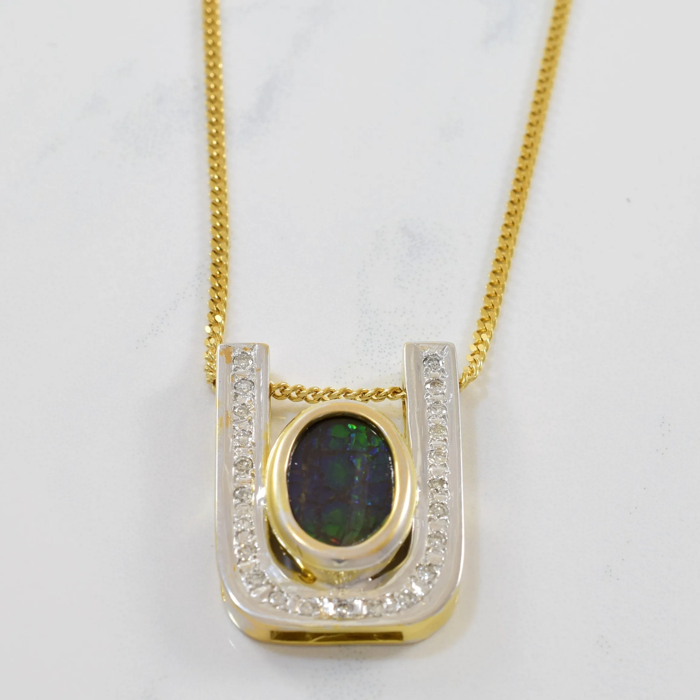 Signature Touch Bold Shine Pieces Bezel Set Ammolite & Diamond Necklace | 0.23ctw, 1.75ct | 20" |