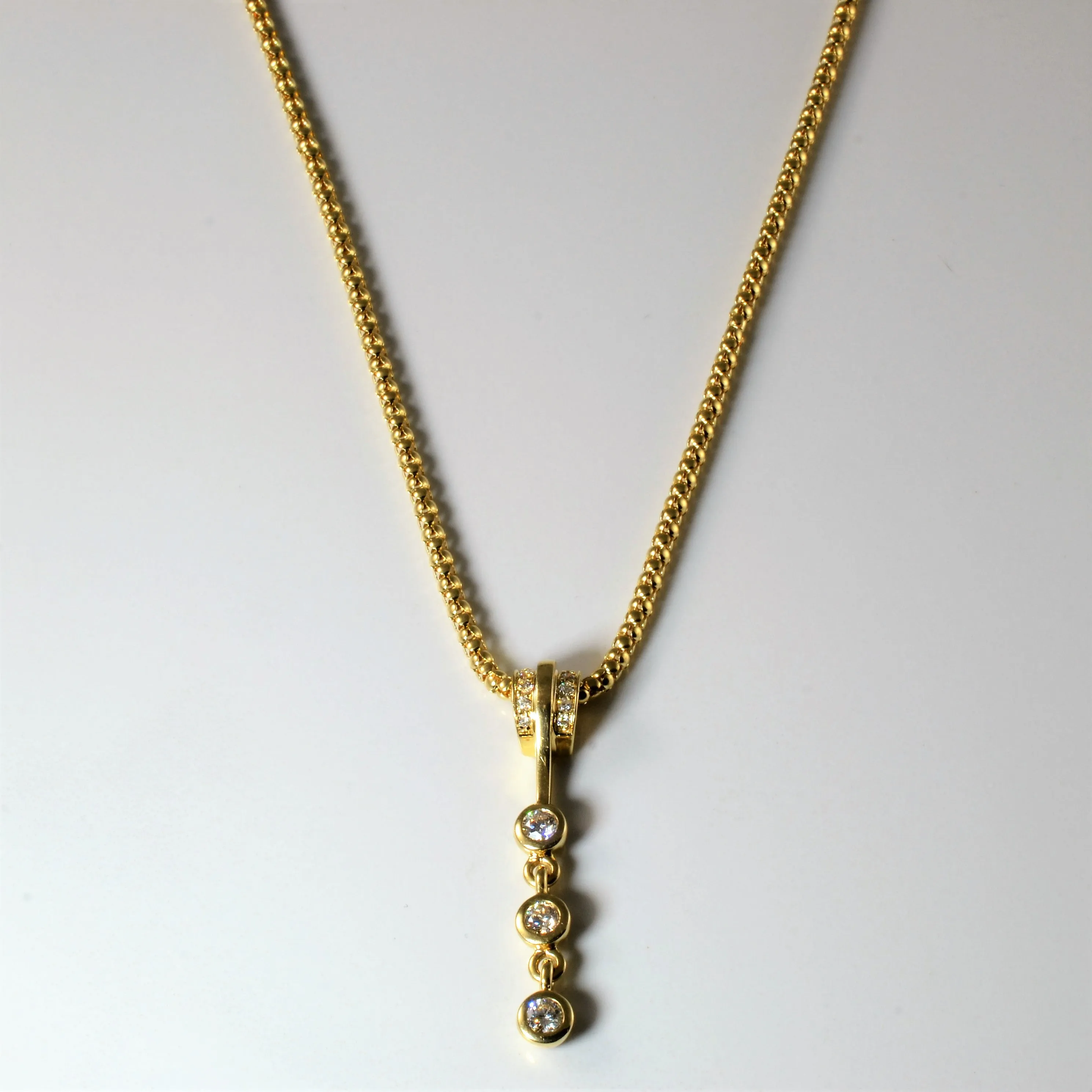 Timeless Treasures Bezel Set Diamond Drop Necklace | 0.84ctw | 18" |