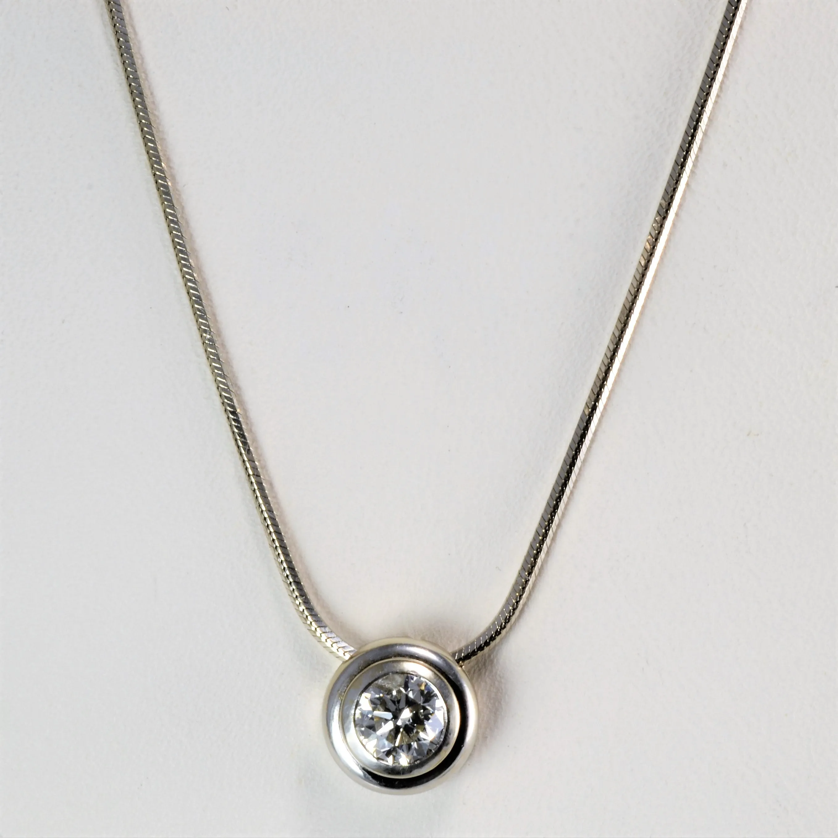 Dainty Design Bezel Set Diamond Snake Chain Necklace | 0.81 ct, 20''|