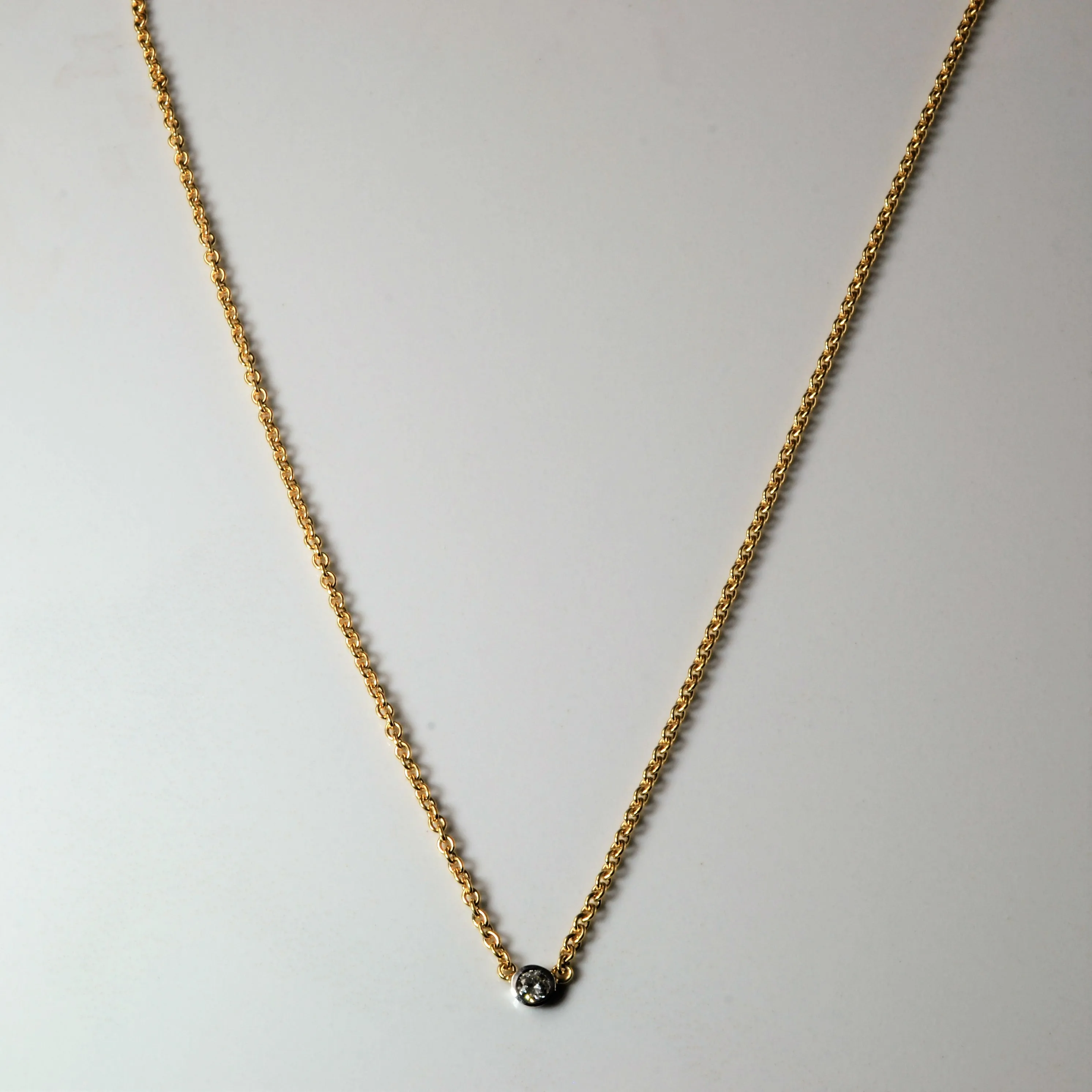 Bezel Set Floating Diamond Necklace | 0.09ct | 16" | Gift Appeal Distinctive Jewelry