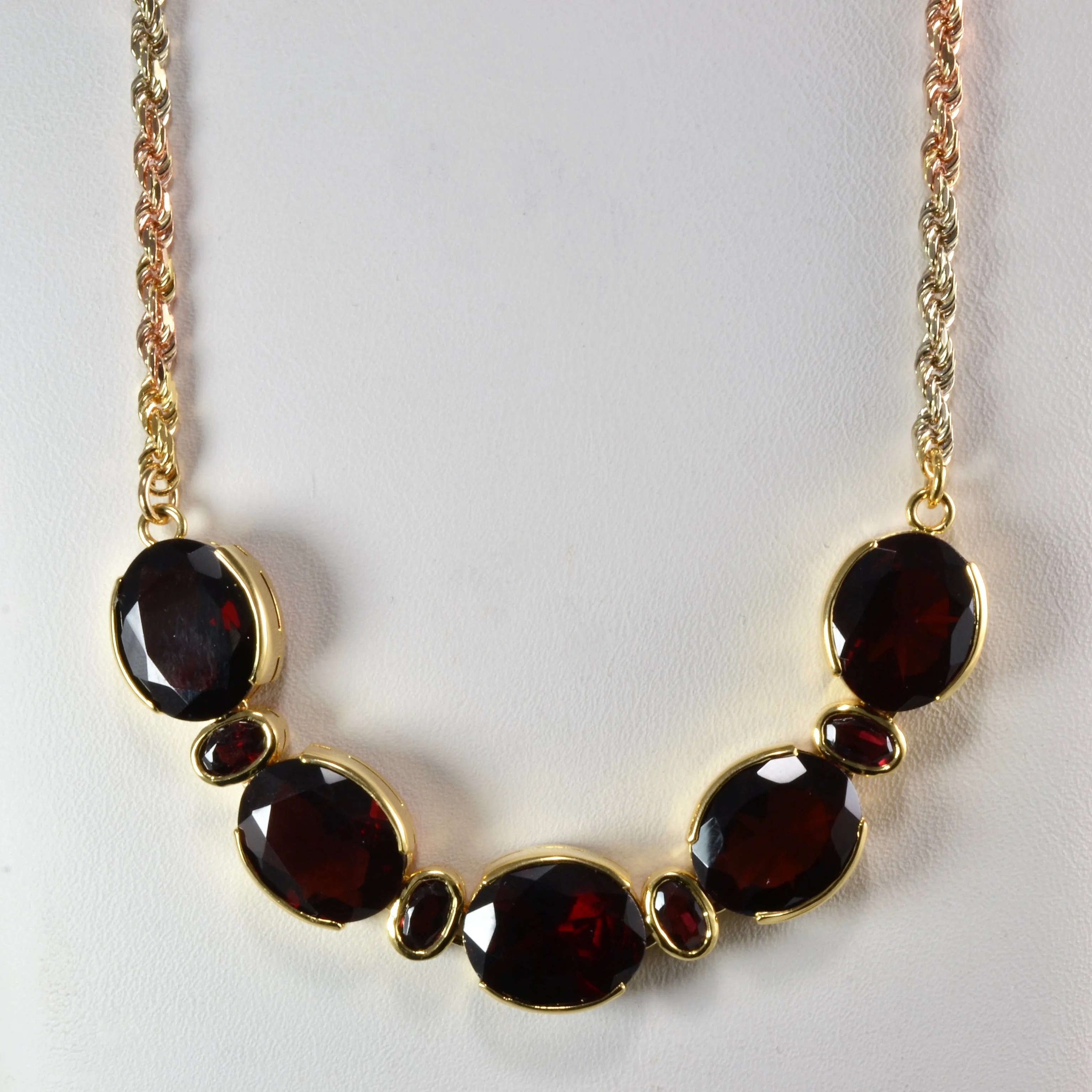 Bezel Set Garnet Necklace | 18" | Radiant Texture Finest Style