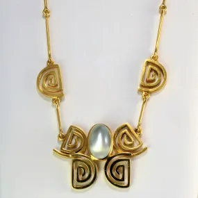 Bezel Set Moonstone Geometric Necklace | 18" Cool Spark Monochrome Mood