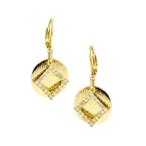 Comfortable Product Surgical Steel Circle Plate And CZ Hollow Diamond Earring