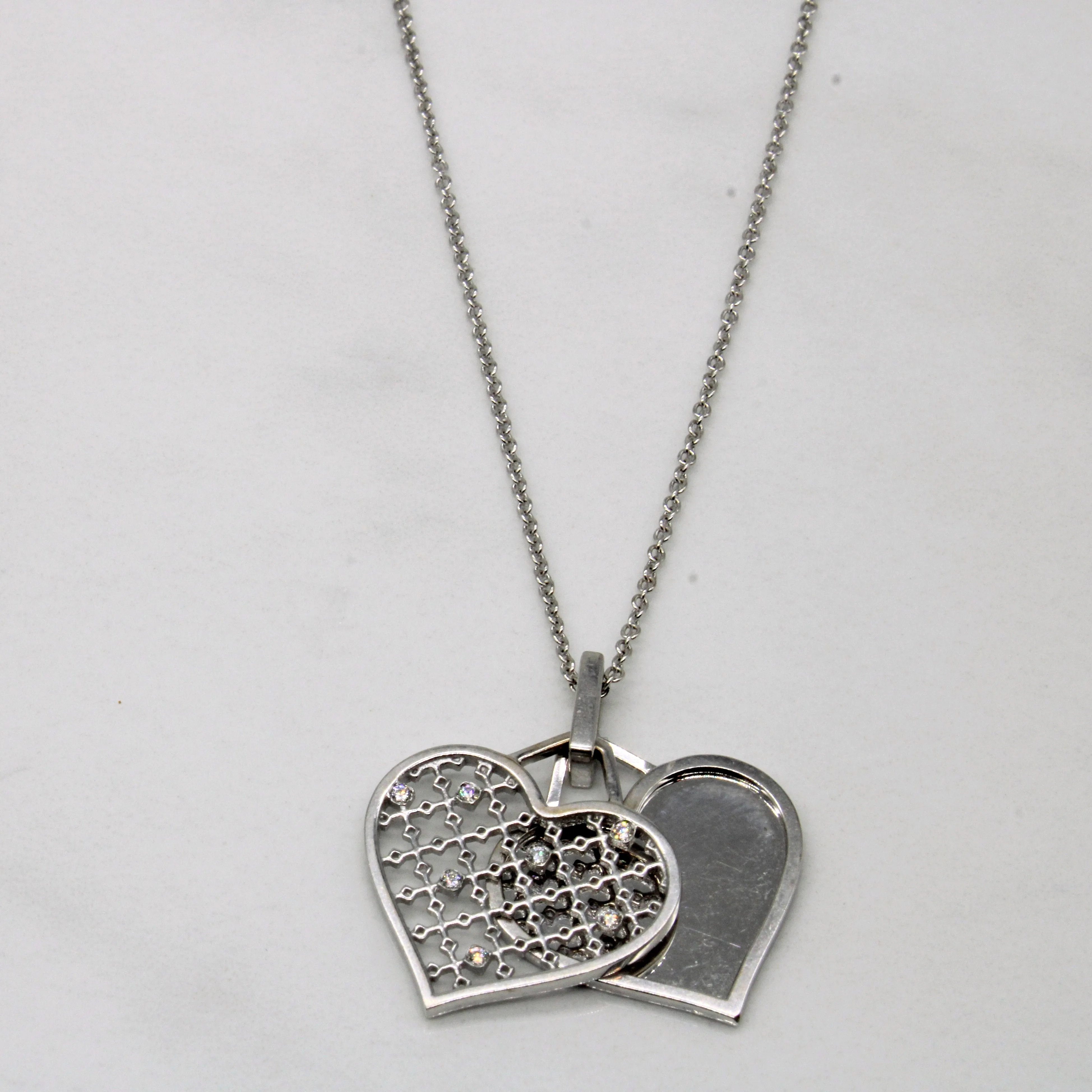 Crystal Clear Distinctive Layer Birks' Diamond Lattice Heart Necklace | 0.04ctw | 16" |