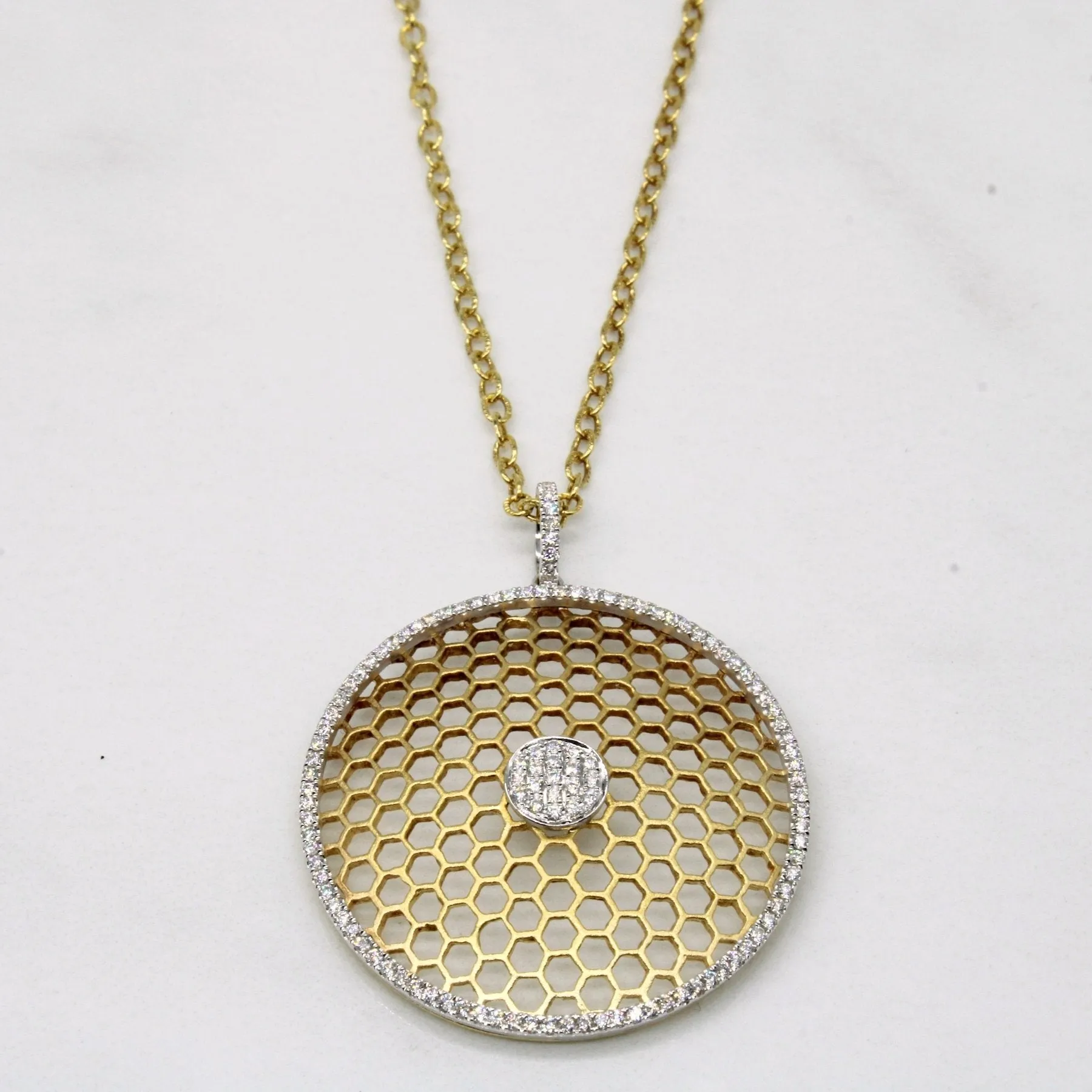 'Birks' Diamond Lattice Pendant & Necklace | 0.45ctw | 16" | Timeless Trend Soft Shadow