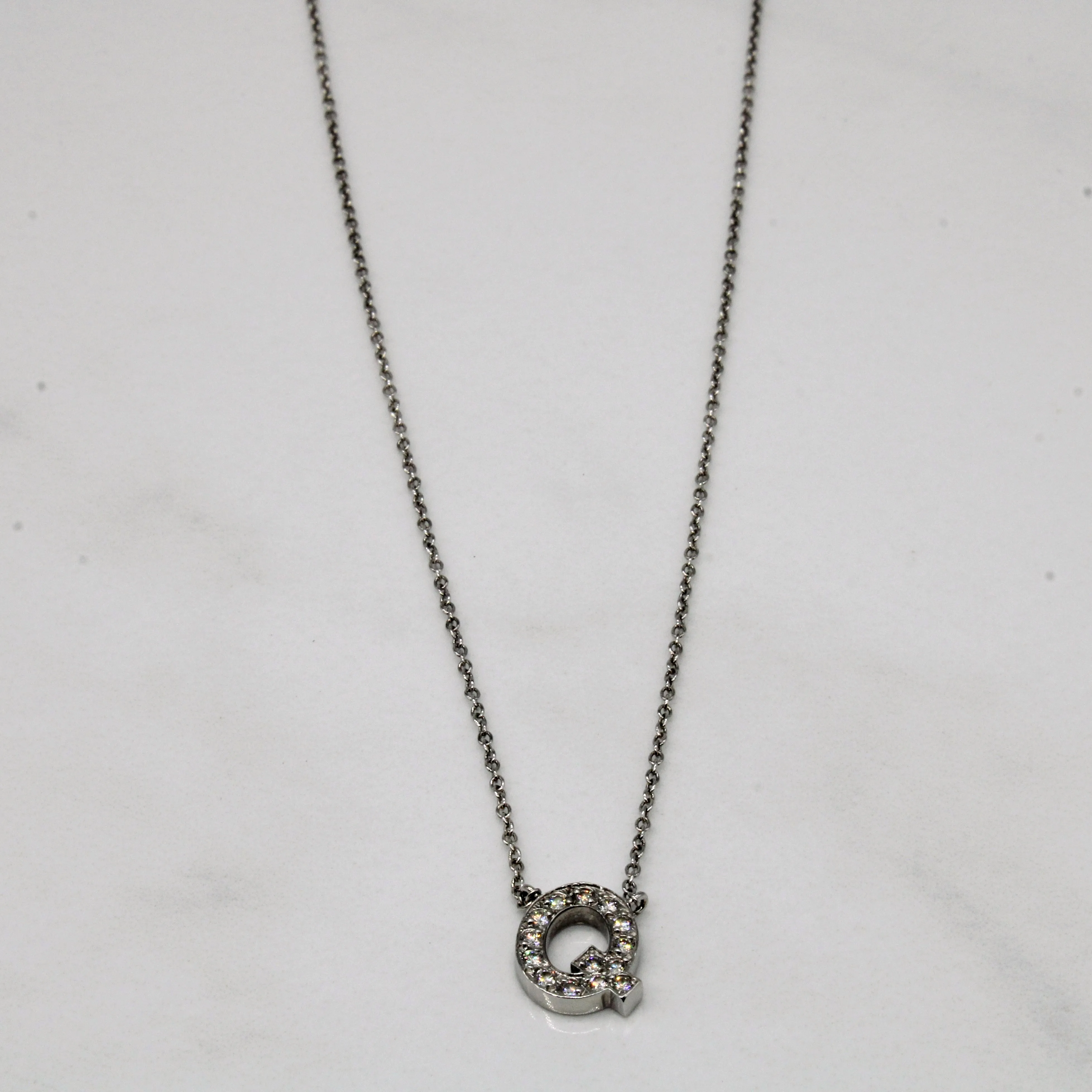 Handcrafted Beauty Birks' Diamond 'Q' Initial Necklace | 0.14ctw | 18" |