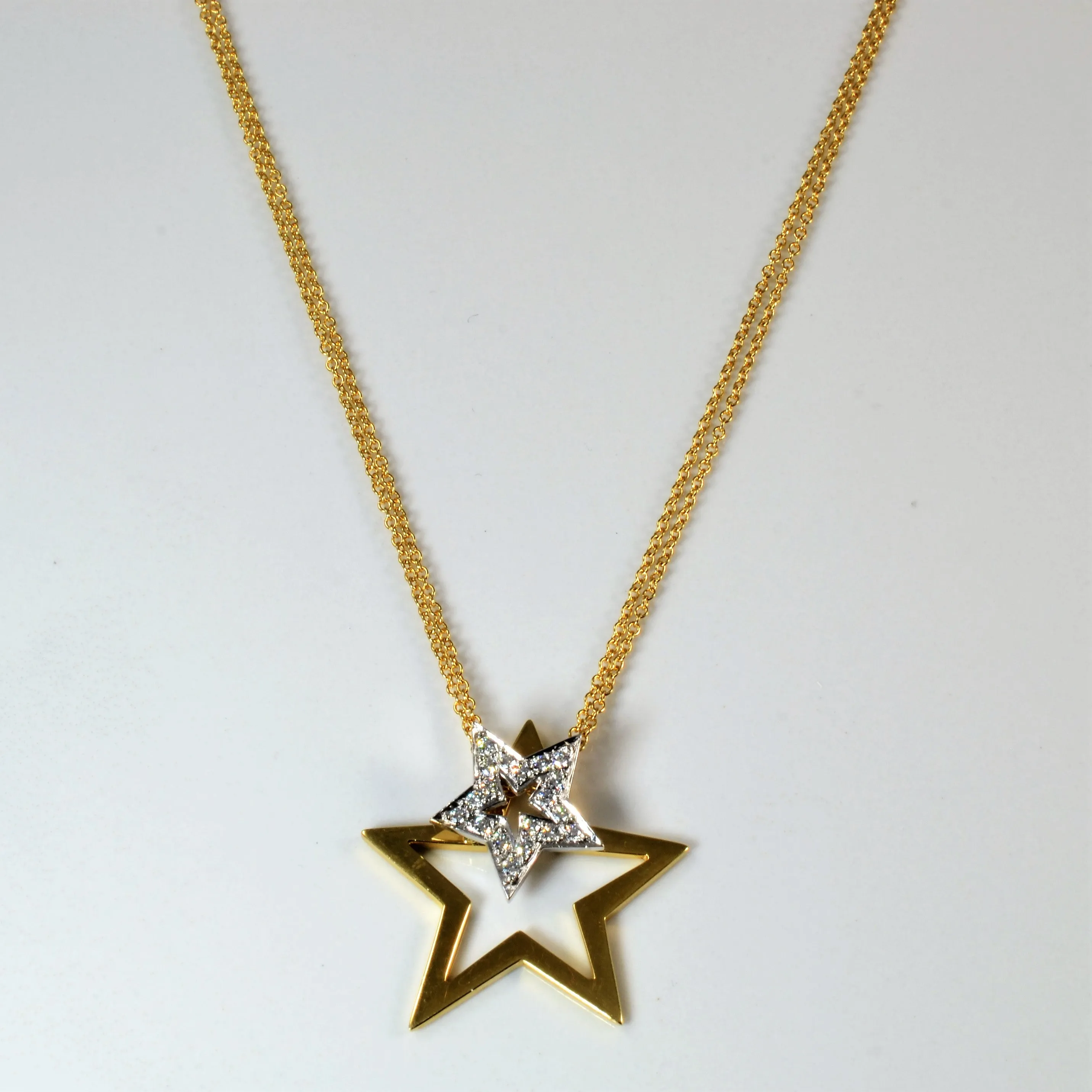 Birks' Diamond Star Necklace | 0.26ctw | 18" | Casual Outfit