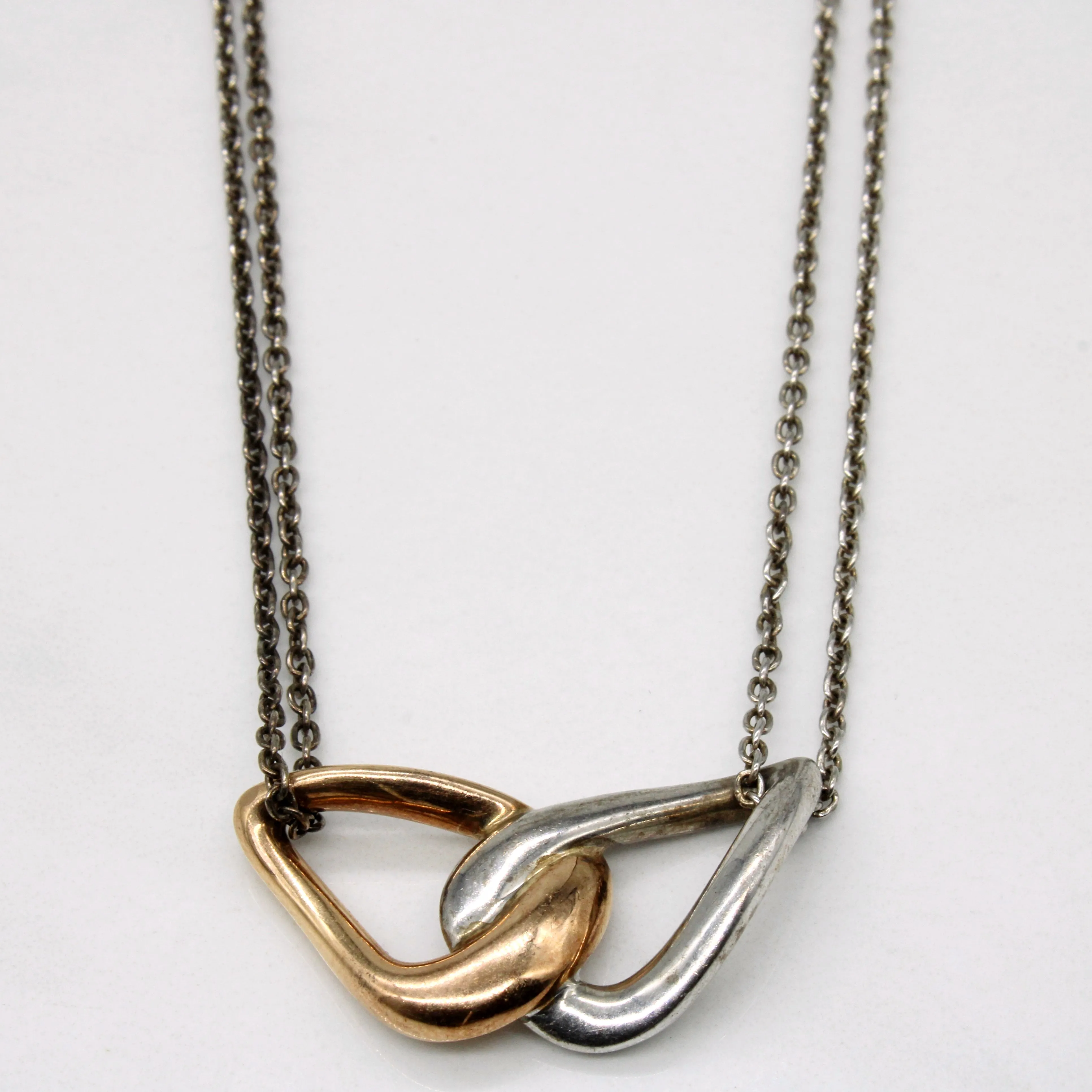 'Birks' Sterling Silver & 18k Yellow Gold Necklace | 18" | Spark Touch Luxury Finish Shine