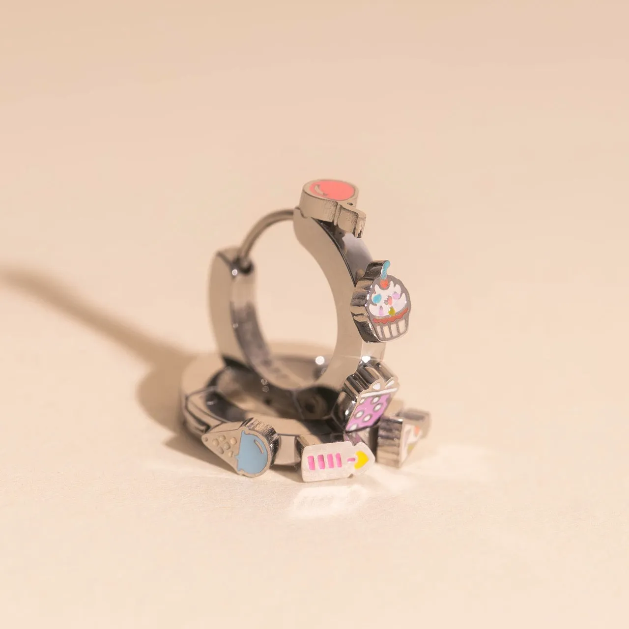 Birthday Bash 3D Huggie Hoop Earrings Graceful Aesthetic