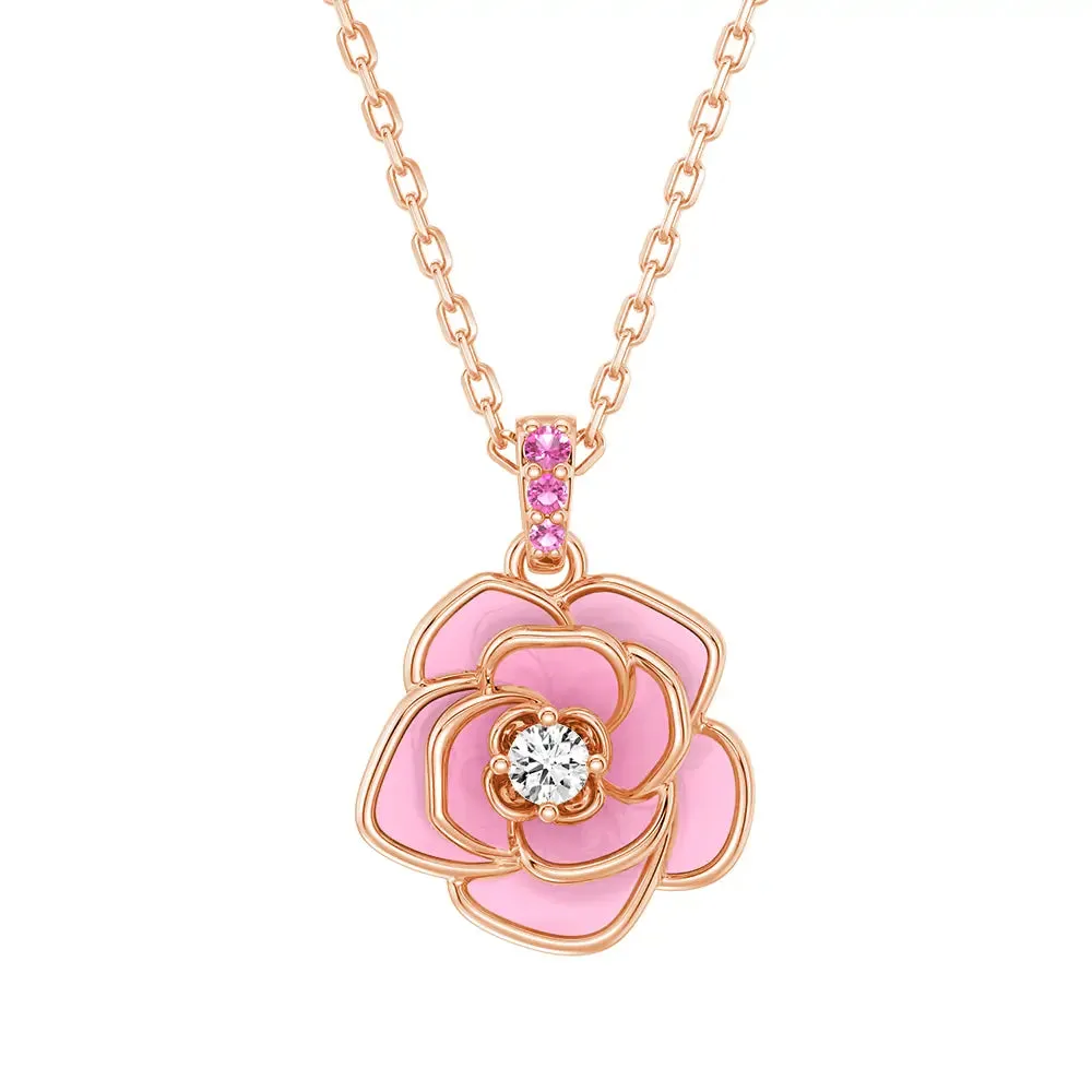 ??Blossom of Compassion?? Breast Cancer Awareness Pendant Necklace Luxury Detail Trendy Layer