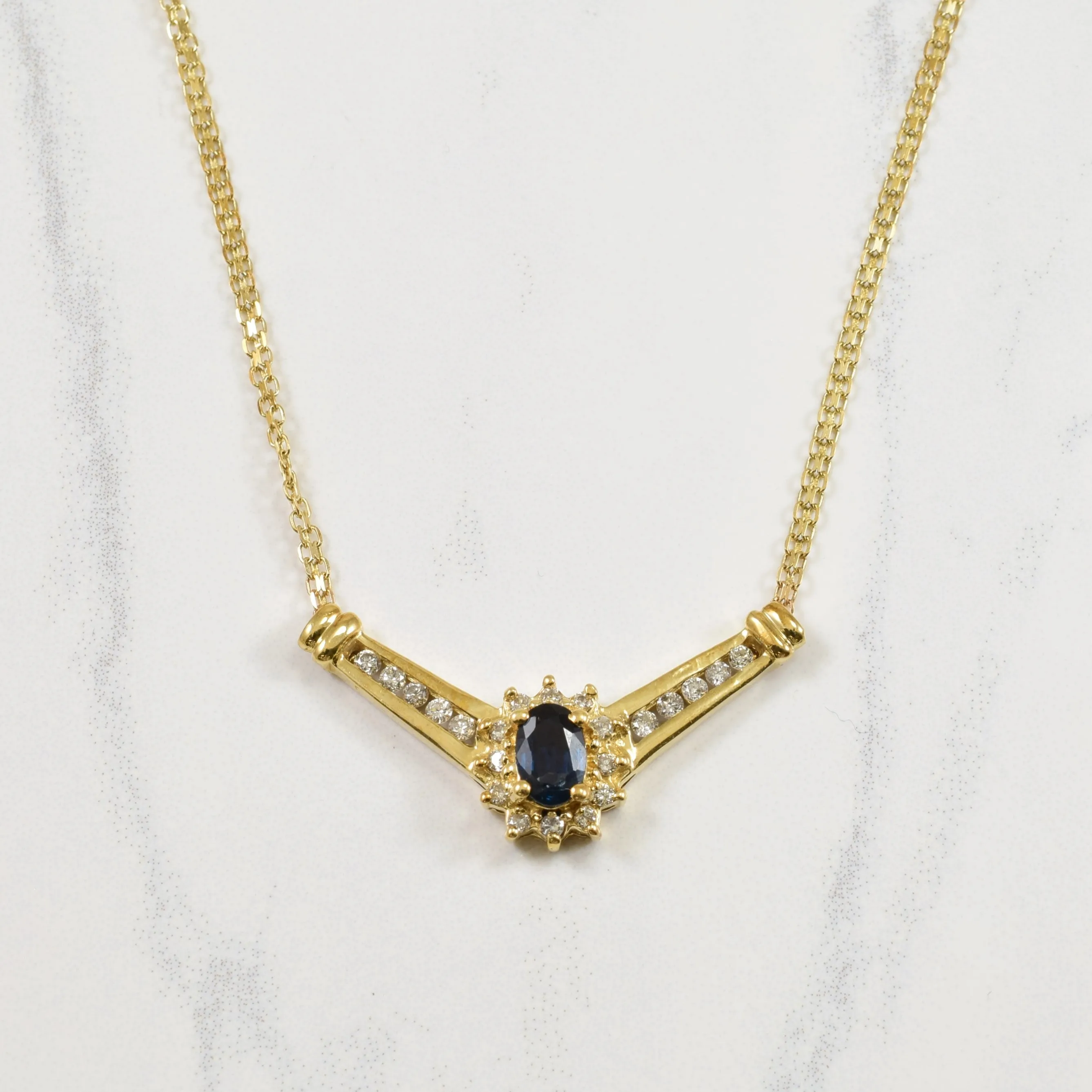 Blue Sapphire & Diamond Necklace | 0.22ctw, 0.50ct | 18" | Refined Style