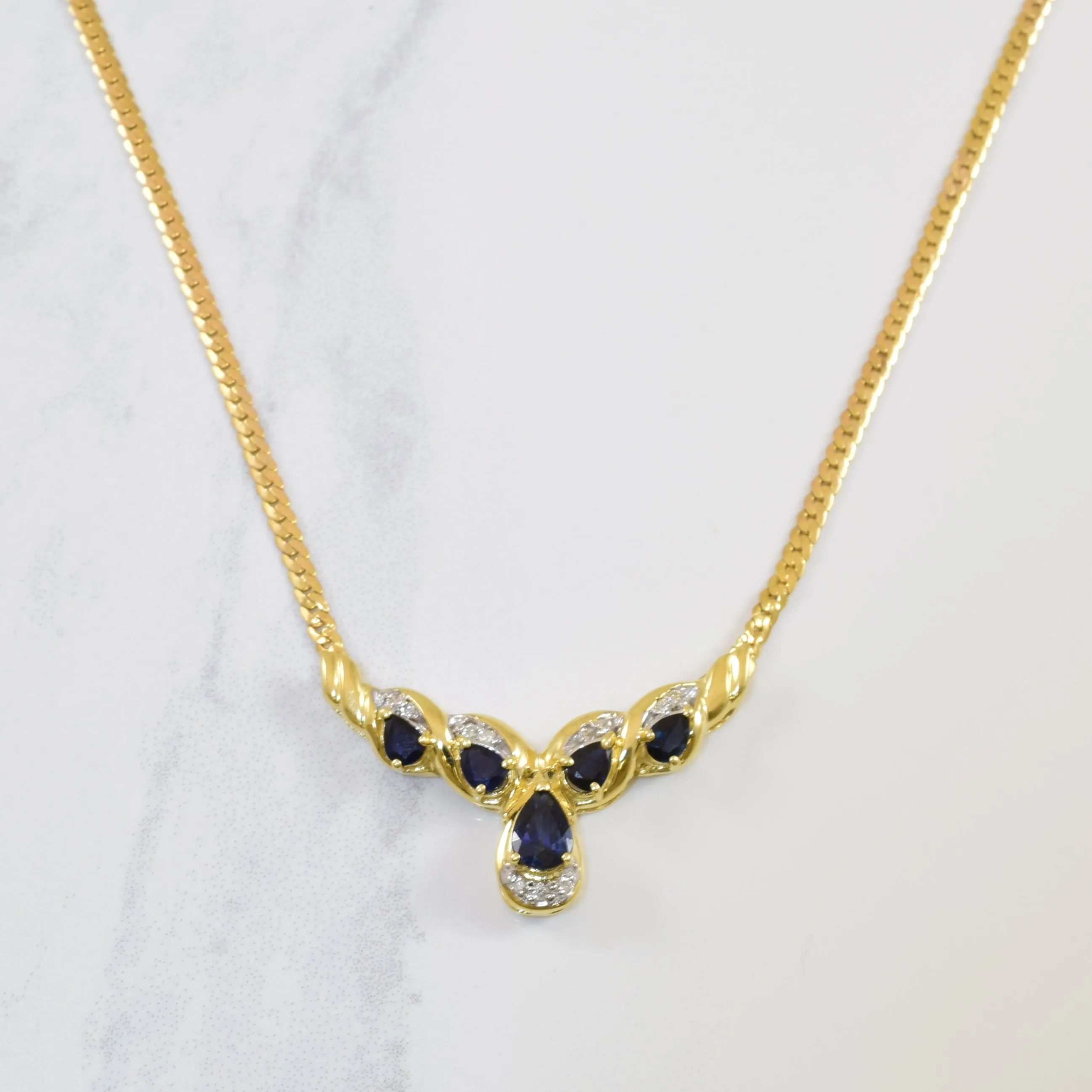 Sun-Kissed Look Blue Sapphire & Diamond Necklace | 1.25ctw, 0.06ctw | 16" |