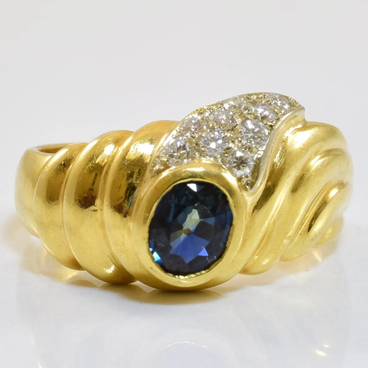 Classy Accent Blue Sapphire & Diamond Ring | 0.75ct, 0.18ctw | SZ 7 |