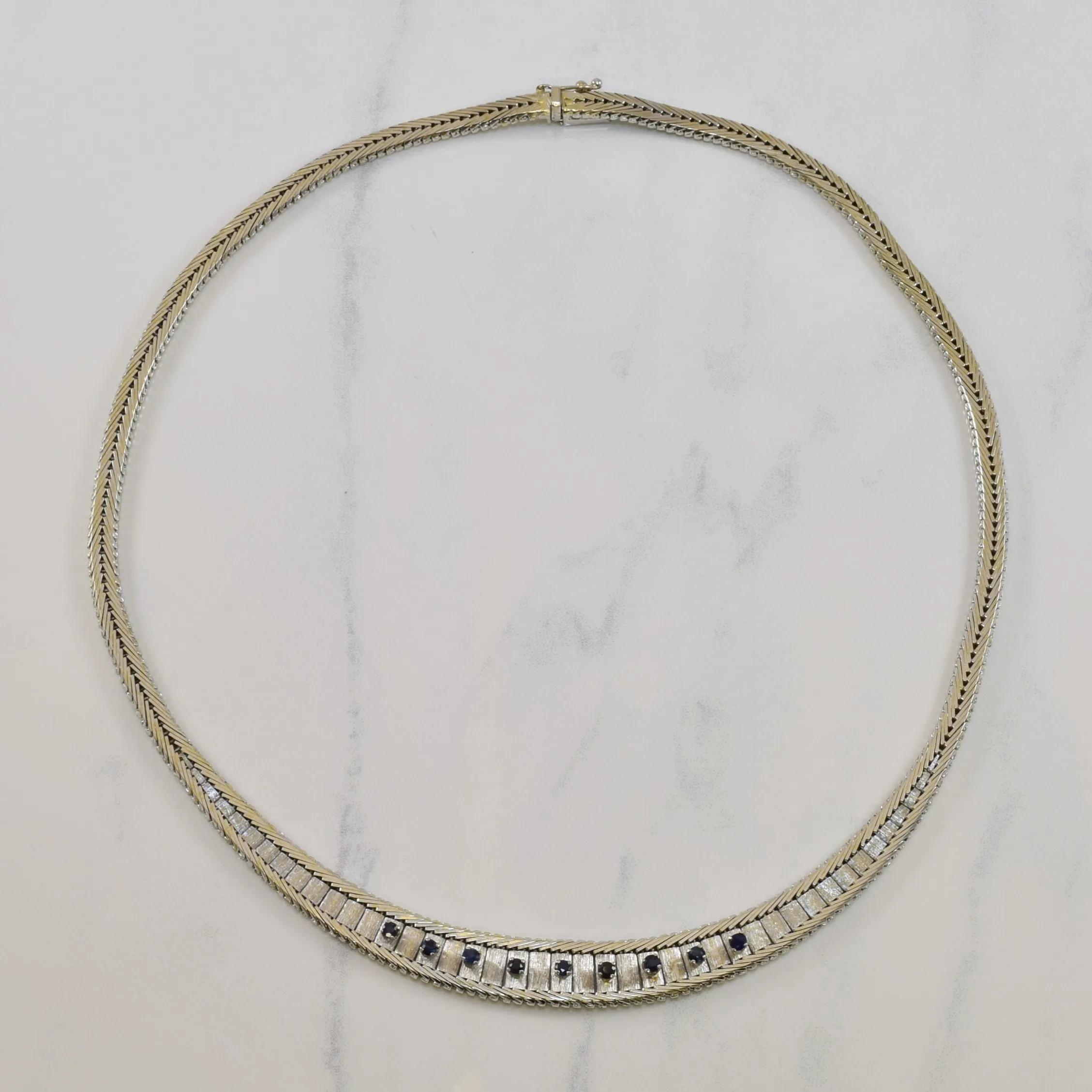 Blue Sapphire Foxtail Chain Necklace | 0.51ctw | 17.5" | Timeless Shine Jewelry Simple Detail