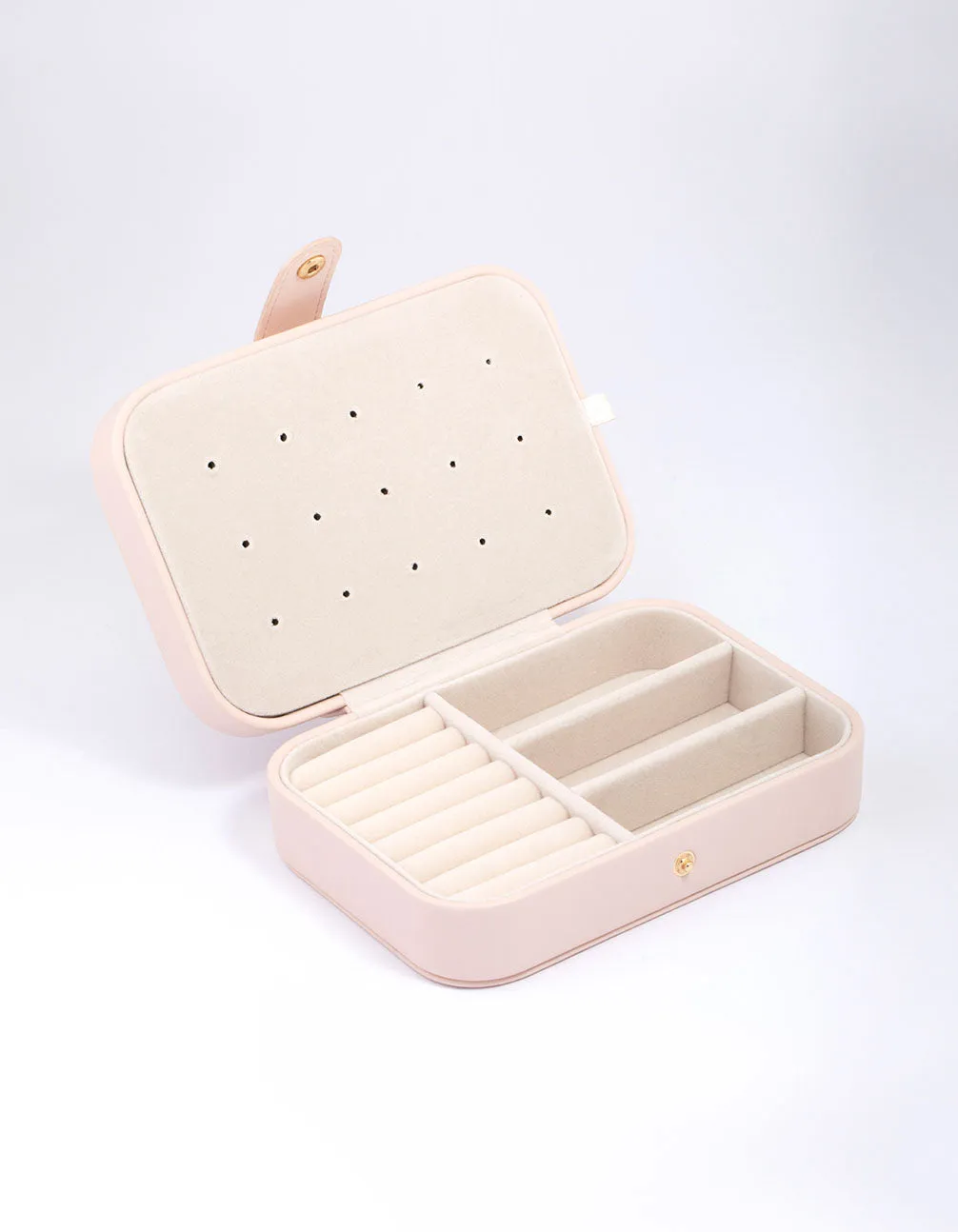 Delicate Finish Blush Faux Leather Rectangular Jewellery Box