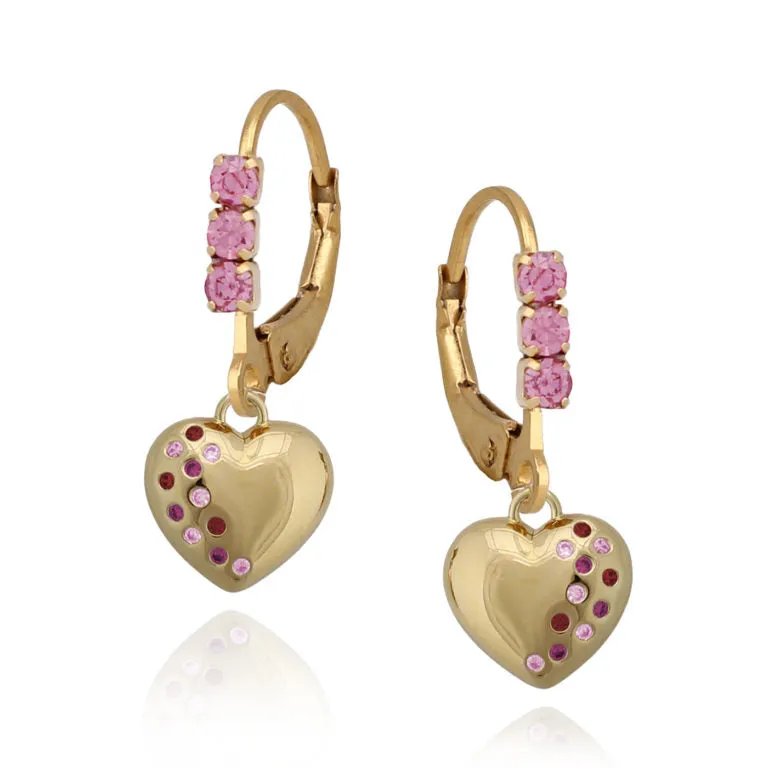 Contemporary Decoration Stunning Feature Gold Plated Surgical Steel CZ-Dipped Puffed Heart Earring