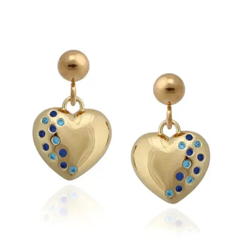 Gold Plated Surgical Steel CZ-Dipped Puffed Heart Earring Minimalist Must-Have