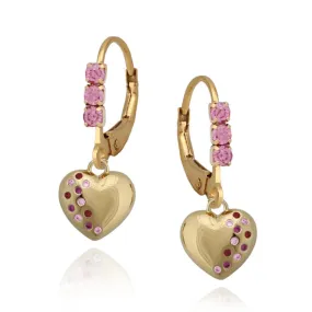 Contemporary Decoration Stunning Feature Gold Plated Surgical Steel CZ-Dipped Puffed Heart Earring