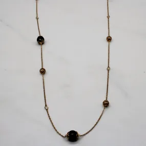 'Birks' Onyx & White Sapphire Bead Necklace | 28.00ctw, 0.35ctw | 44" | Signature Charm Chic Gifts