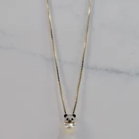 Crafted Accent Diamond and Pearl Panda Pendant | 0.07 ctw SZ 24" |